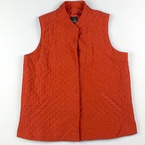 Eileen Fisher Orange Quilted and Lined 100% Silk